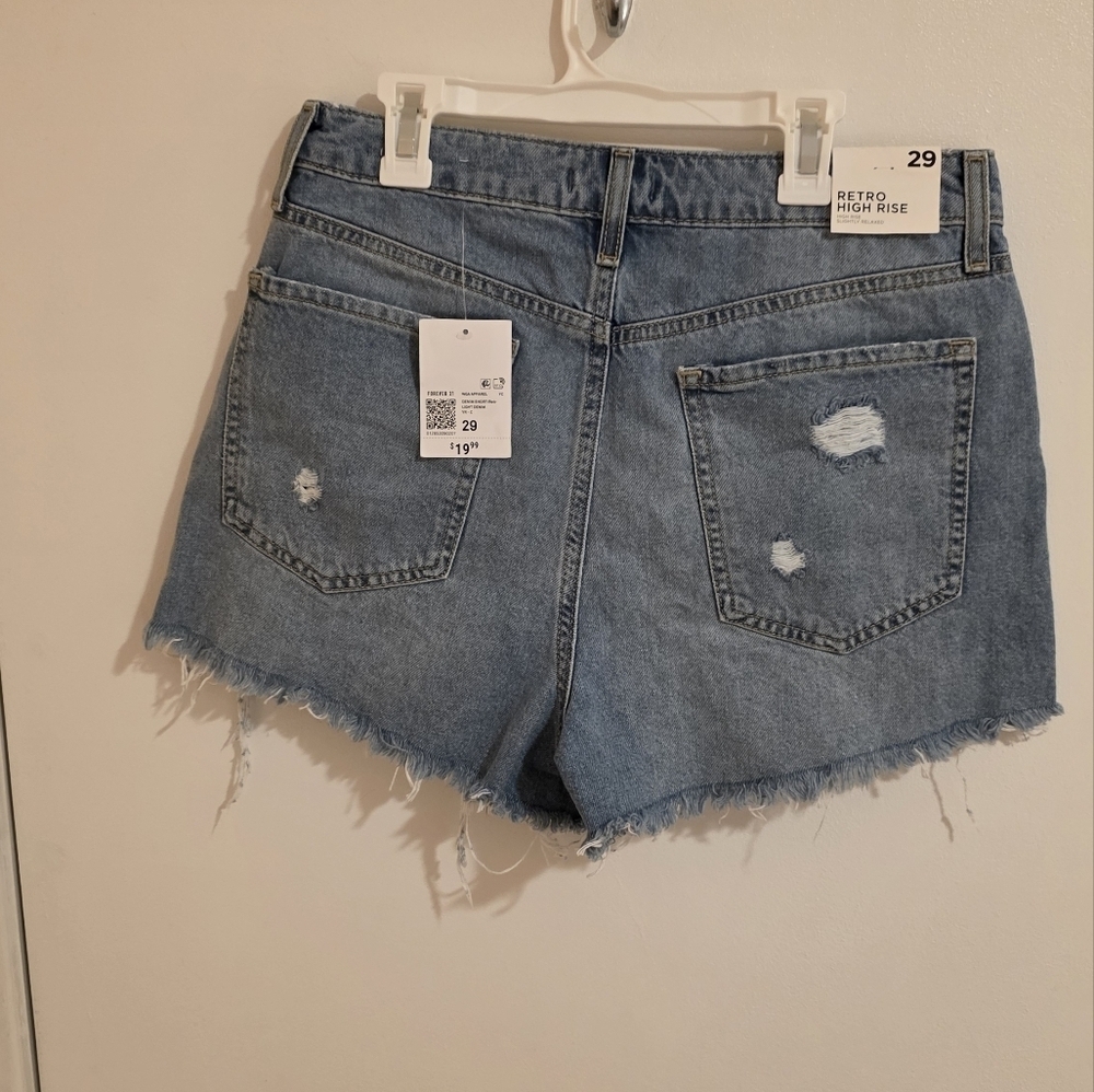 Forever21 Retro High Rise Denim Distressed Shorts Festival Concert Cowgirl Y2K